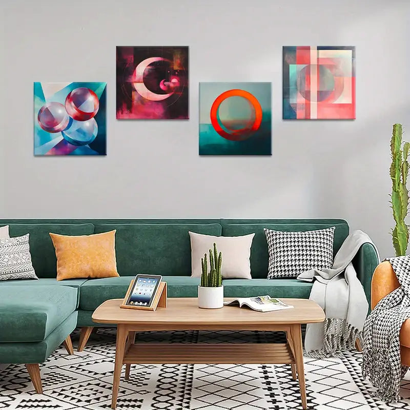4pcs Contemporary Design  Geometric GC   Wall Art Canvas Framed
