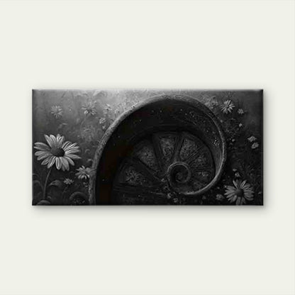 Spiral Staircase And Daisies Wall Art Canvas Office Home Room Framed 120x60cm - Bella Home Decor
