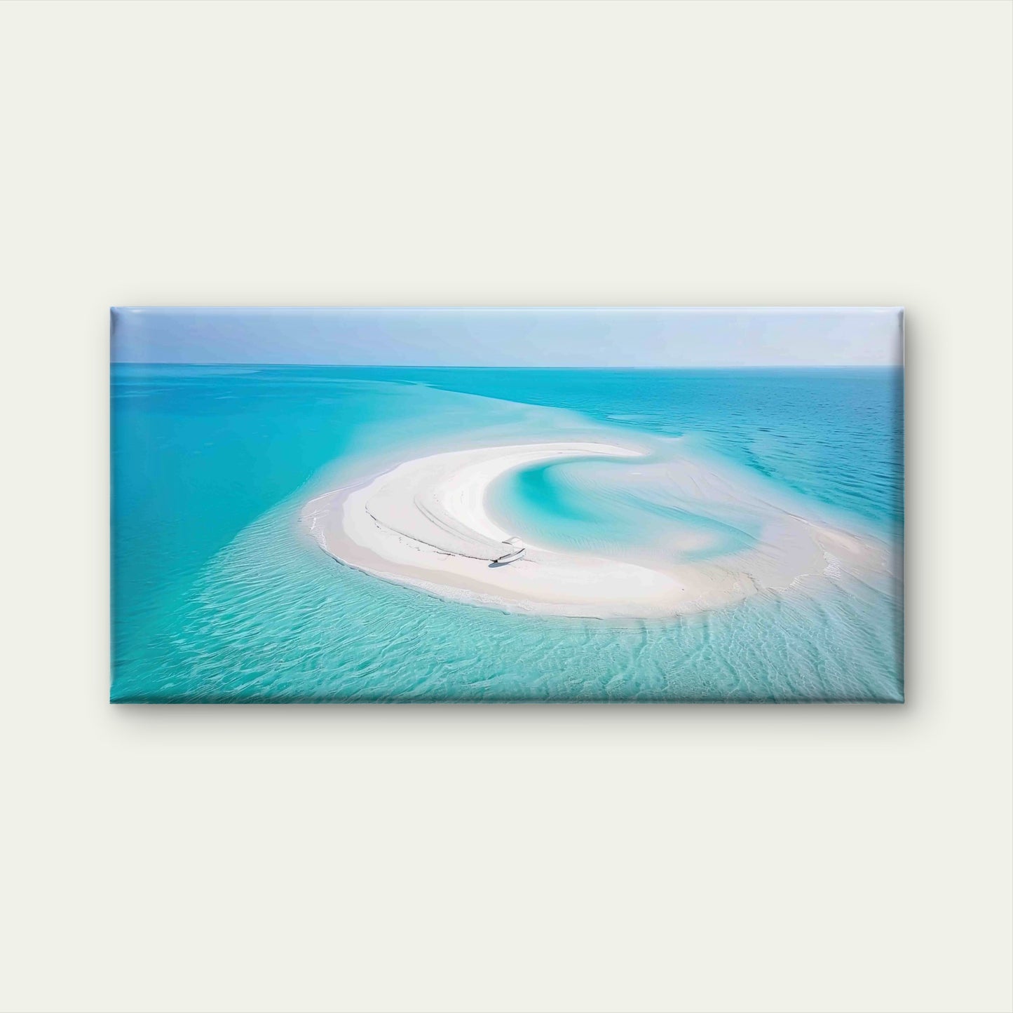 Blue Ocean With White Beach Wall Art Canvas Office Home Room Framed 120x60cm - Bella Home Decor