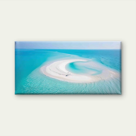 Blue Ocean With White Beach Wall Art Canvas Office Home Room Framed 120x60cm
