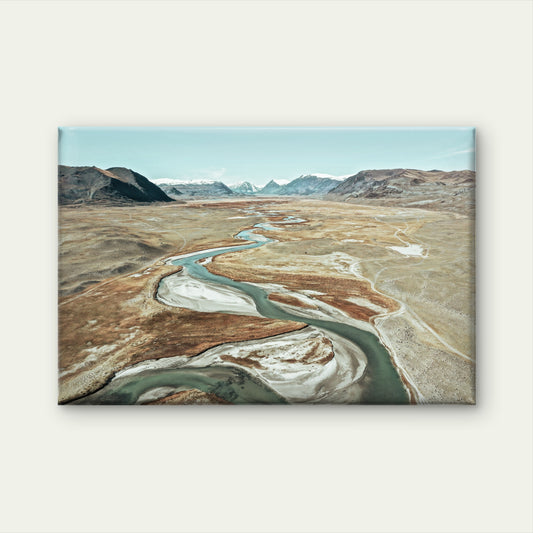 Aerial view of Orkhon River, Mongolia Neutral Vintage Wall Art Decor 100% Australian Made