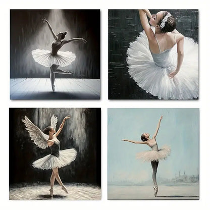 4pcs Graceful Ballerina Girl Wall Art Canvas Framed