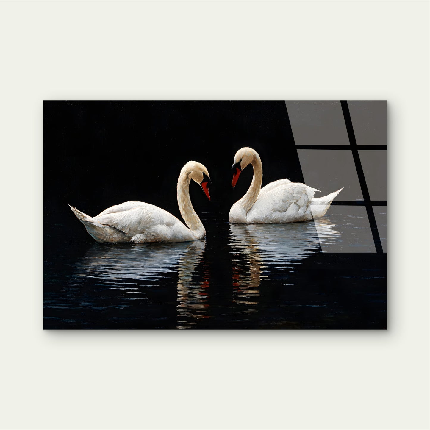 Romantic Mute Swans in Water Acrylic Glass Printing Wall Art Australian Made Quality