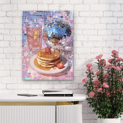 Disco Ball And Pancake Glam Art 60x90cm Metal Print Ready to Hang - Bella Home Decor