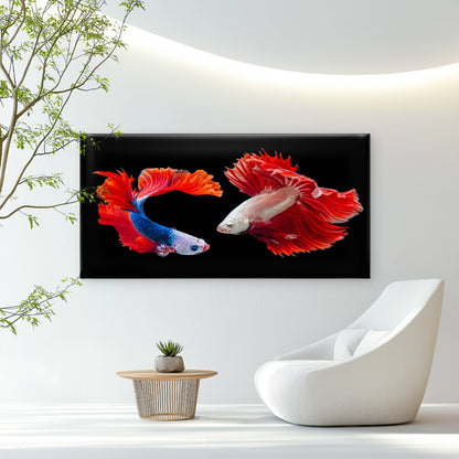 Beautiful Siamese Fighters Wall Art Canvas Office Home Room Framed 120x60cm