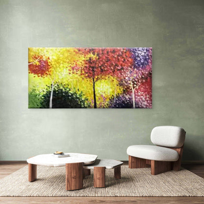 Autumn Trees Abstract Fall Wall Art Canvas Office Home Room Framed 120x60cm