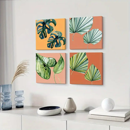 4pcs Fan-Shaped Blade Canvas Print  Wall Art Canvas Framed