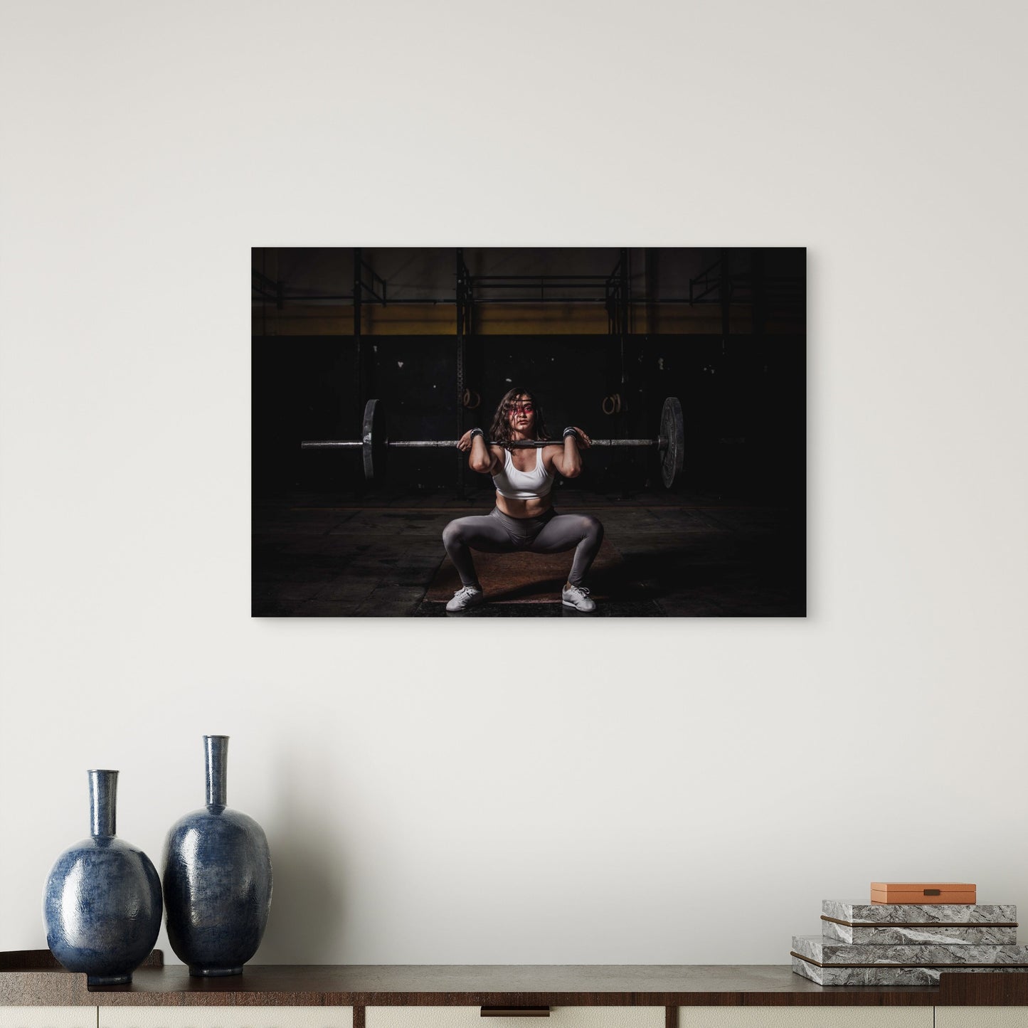 Fitness Woman Barbell Front Squat Clean Gym Workout 5mm thick Plastic Poster Ready to Hang 90x60cm