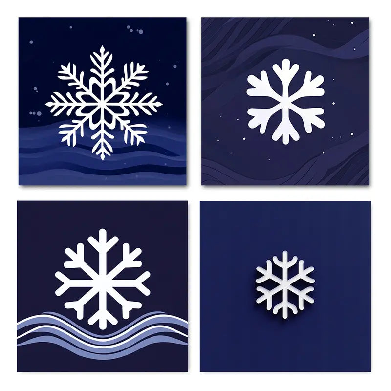 4pcs  Seasons art Symbolism Snowflake    Wall Art Canvas Framed
