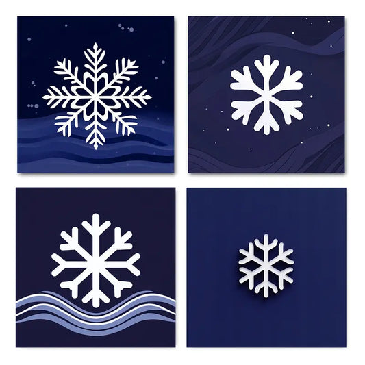 4pcs  Seasons art Symbolism Snowflake    Wall Art Canvas Framed