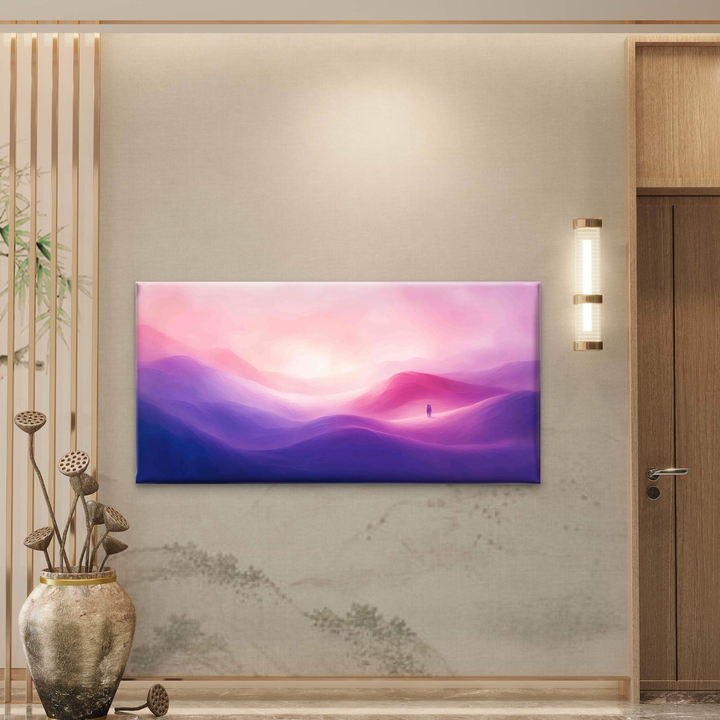 Purple Pink Landscape Sunset Wall Art Canvas Office Home Room Framed 120x60cm - Bella Home Decor