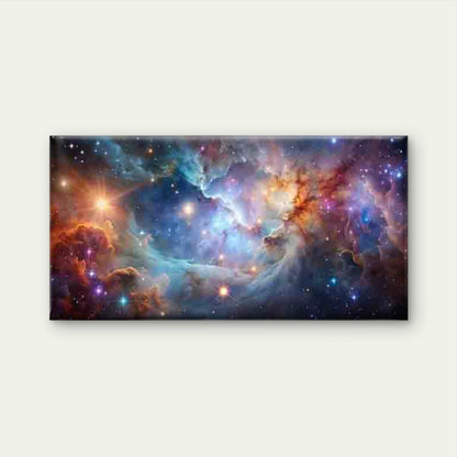 Cosmic Clouds And Stars in Spac Wall Art Canvas Office Home Room Framed 120x60cm - Bella Home Decor