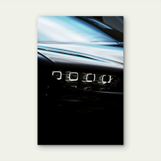 Front Headlight Of A Bugatti Chiron Hypercar 60x90cm Metal Print Ready to Hang