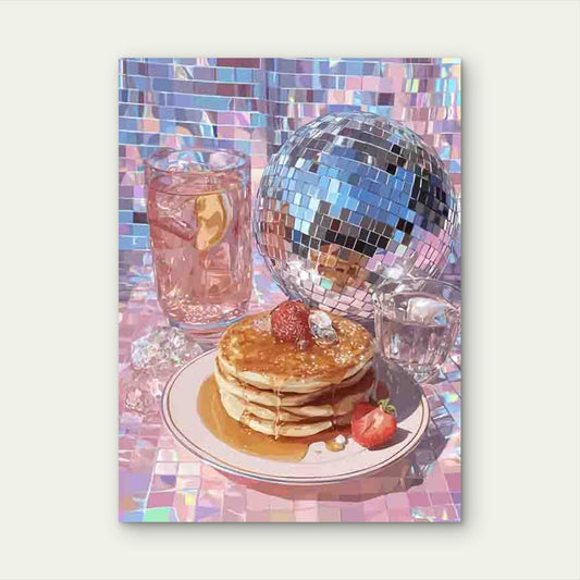 Disco Ball And Pancake Glam Art 60x90cm Metal Print Ready to Hang