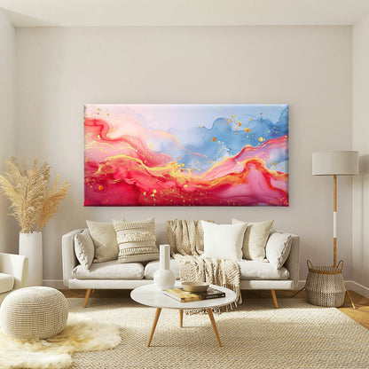 Vibrant Crimson Gold Abstract Wall Art Canvas Office Home Room Framed 120x60cm - Bella Home Decor