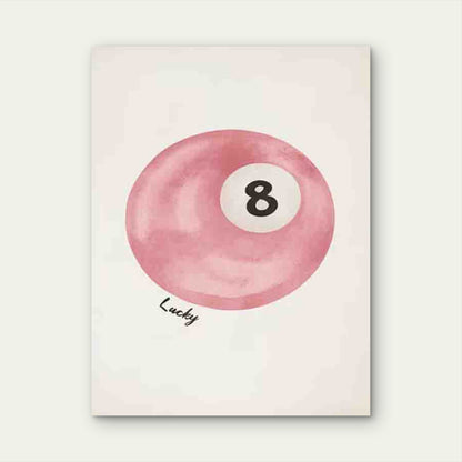 Pink Lucky Ball Artwork in a Modern Retro Style60x90cm Metal Print Ready to Hang - Bella Home Decor