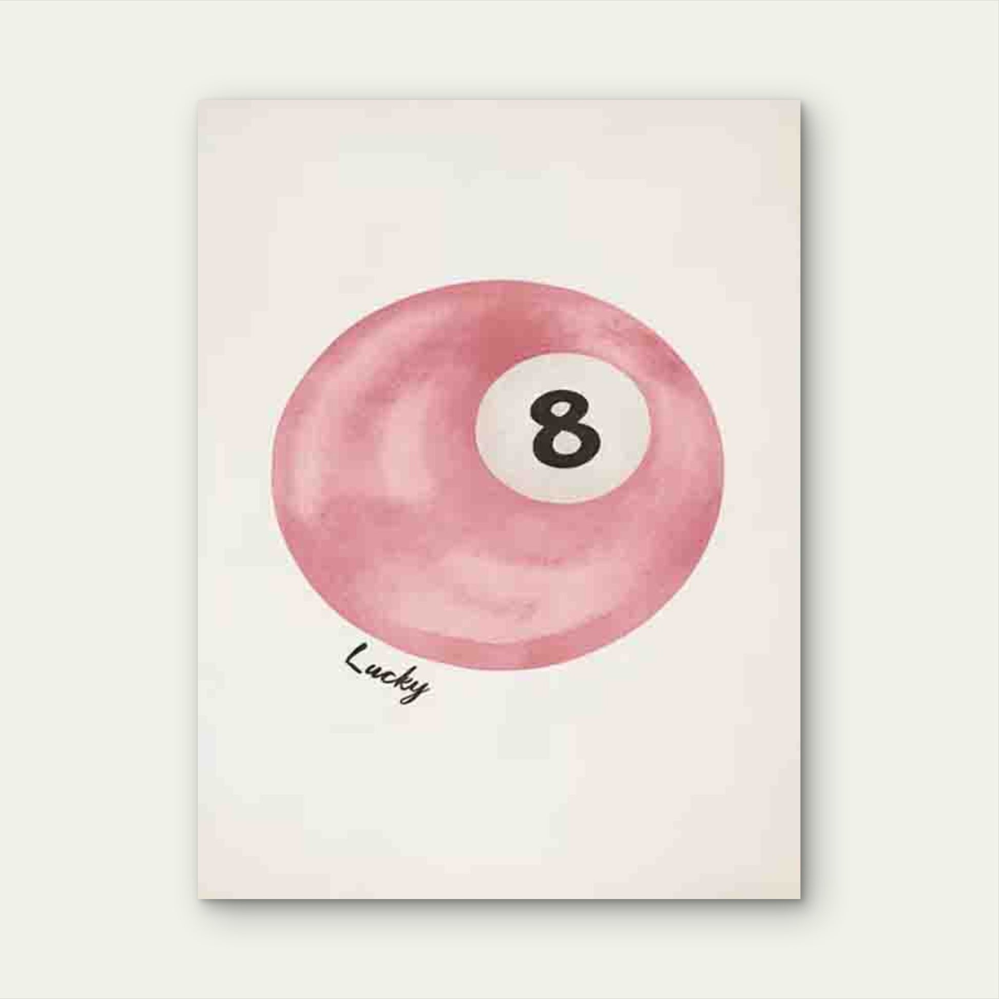 Pink Lucky Ball Artwork in Modern Retro Style 40x60cm Metal Print Ready to Hang - Bella Home Decor