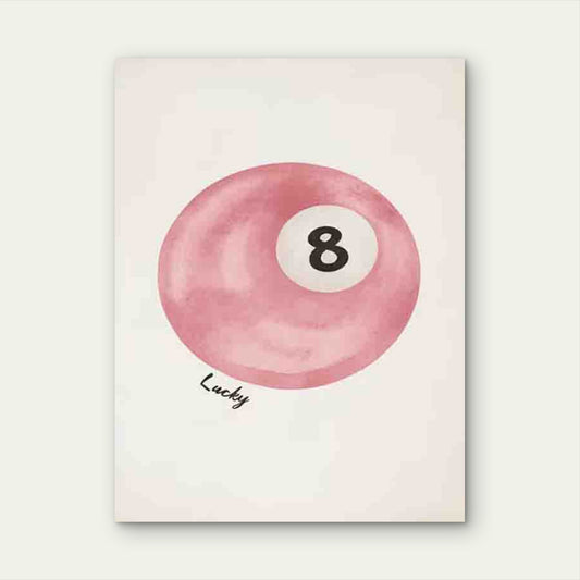 Pink Lucky Ball Artwork in Modern Retro Style 40x60cm Metal Print Ready to Hang