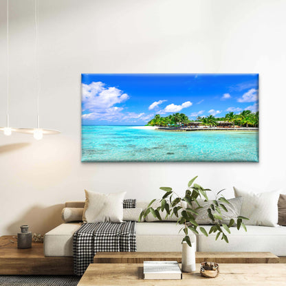Tropical Island Beach Paradise Wall Art Canvas Office Home Room Framed 120x60cm