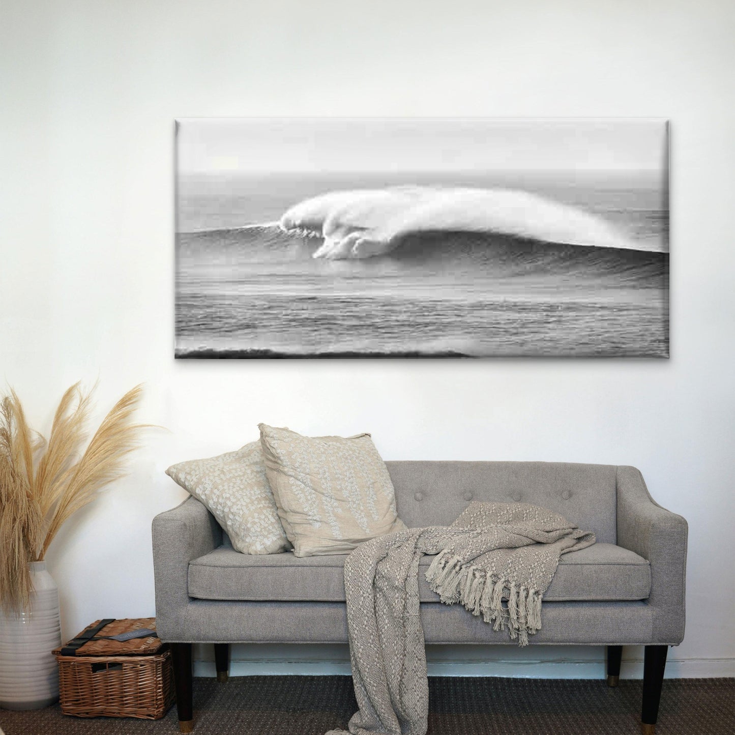 Black ,White Ocean Photography Wall Art Canvas Office Home Room Framed 120x60cm - Bella Home Decor