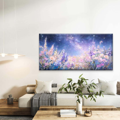 Dreamy Galaxy Flower Field Wall Art Canvas Office Home Room Framed 120x60cm