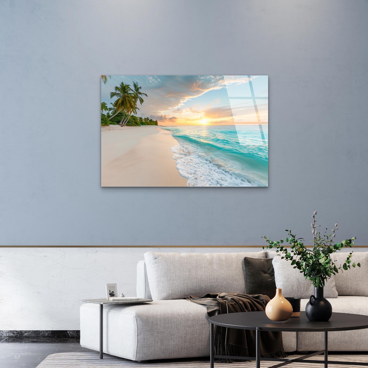 Maldives Tropical Ocean Glass Printing Wall Art Australian Made Quality