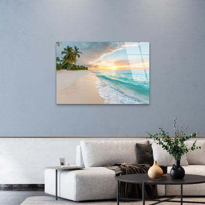 Maldives Tropical Ocean Glass Printing Wall Art Australian Made Quality