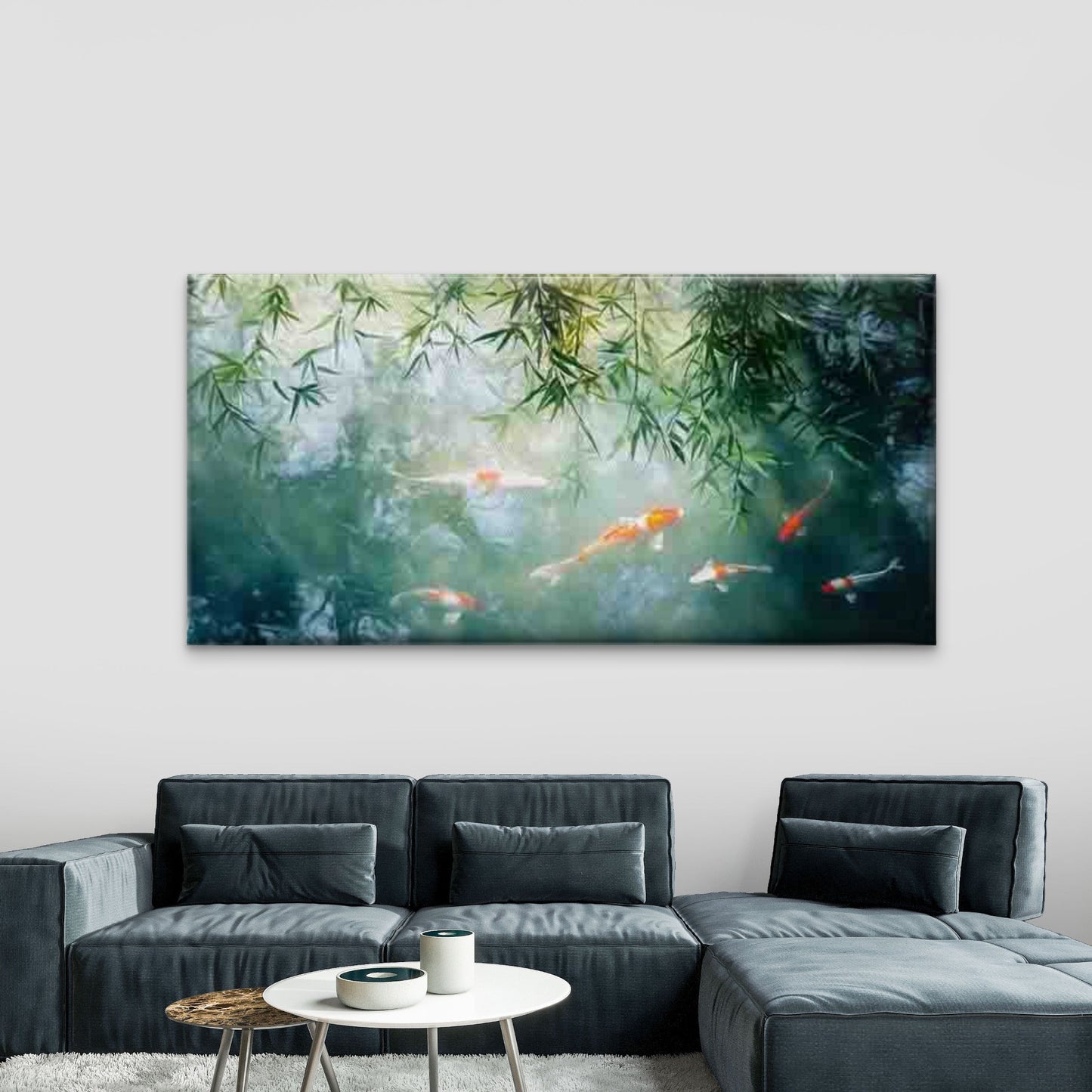 Zen Koi Fish Wall Art Canvas Office Home Room Framed 120x60cm