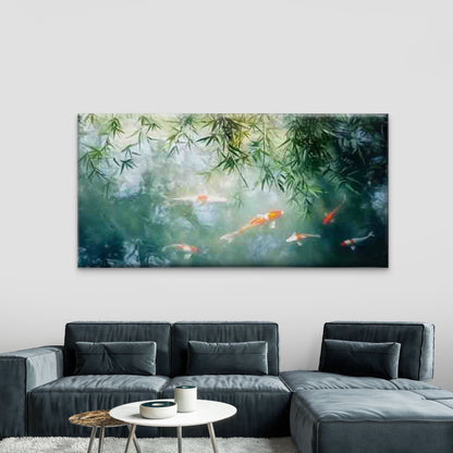 Zen Koi Fish Wall Art Canvas Office Home Room Framed 120x60cm
