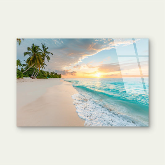 Maldives Tropical Ocean Glass Printing Wall Art Australian Made Quality