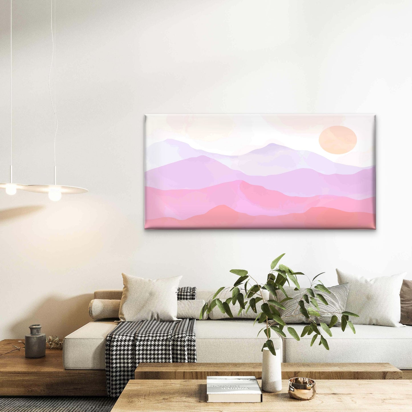Gradient of Pale Lilac To Muted Wall Art Canvas Office Home Room Framed 120x60cm - Bella Home Decor