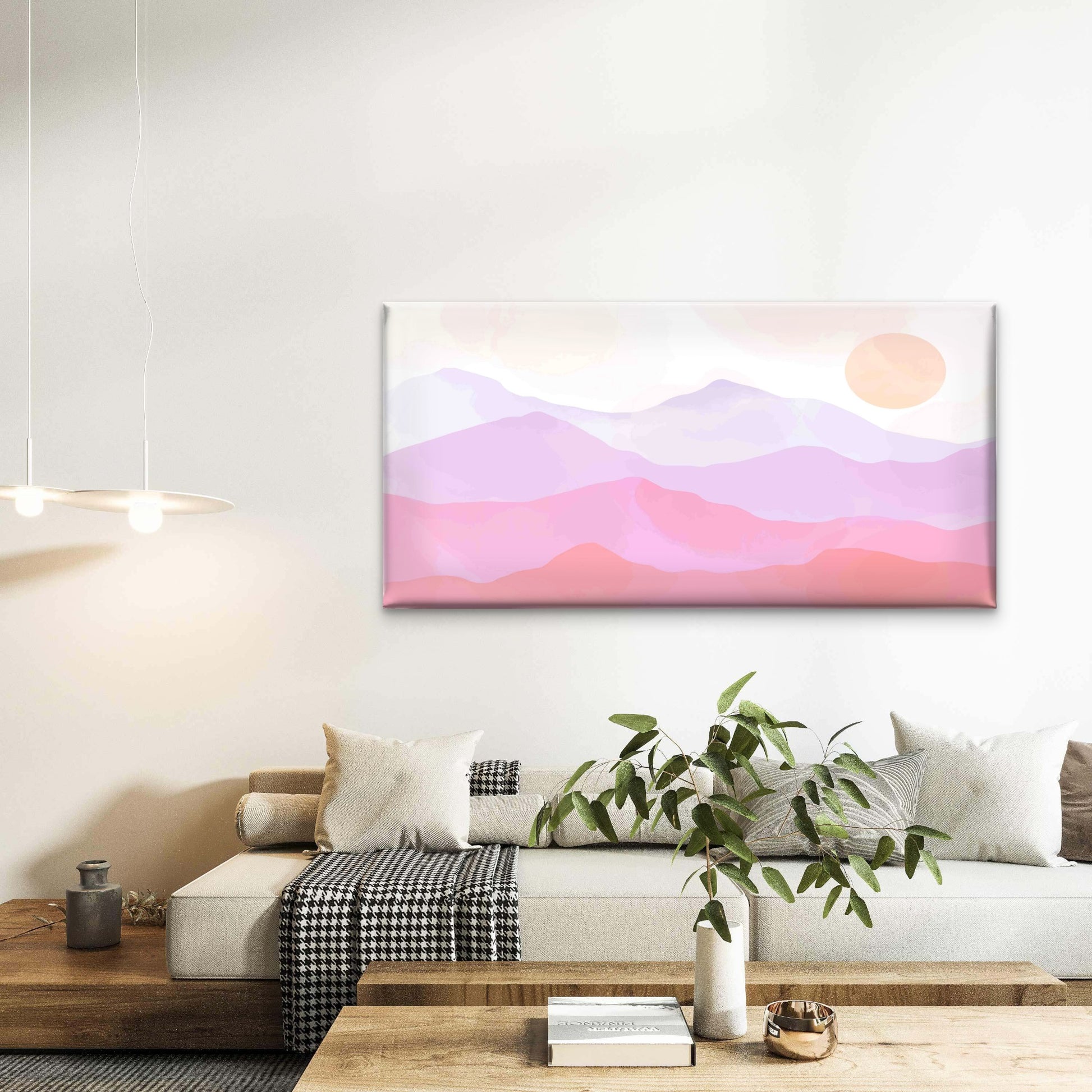 Gradient of Pale Lilac To Muted Wall Art Canvas Office Home Room Framed 120x60cm - Bella Home Decor