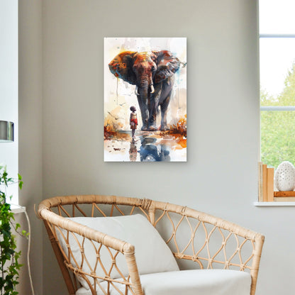 Watercolor Elephant Illustration 60x90cm Metal Print Ready to Hang