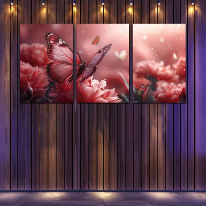 3pcs Ethereal Clouds and Butterflies Wall Art Set Canvas Framed 50x70cm - High Quality Print 100% Australian Made Wall Canvas Ready to Hang