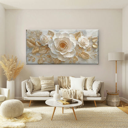 Golden Leaf Botanical  Wall Art Canvas Office Home Room Framed 120x60cm