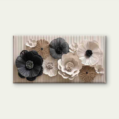 Flowers in Black White Wall Art Canvas Office Home Room Framed 120x60cm