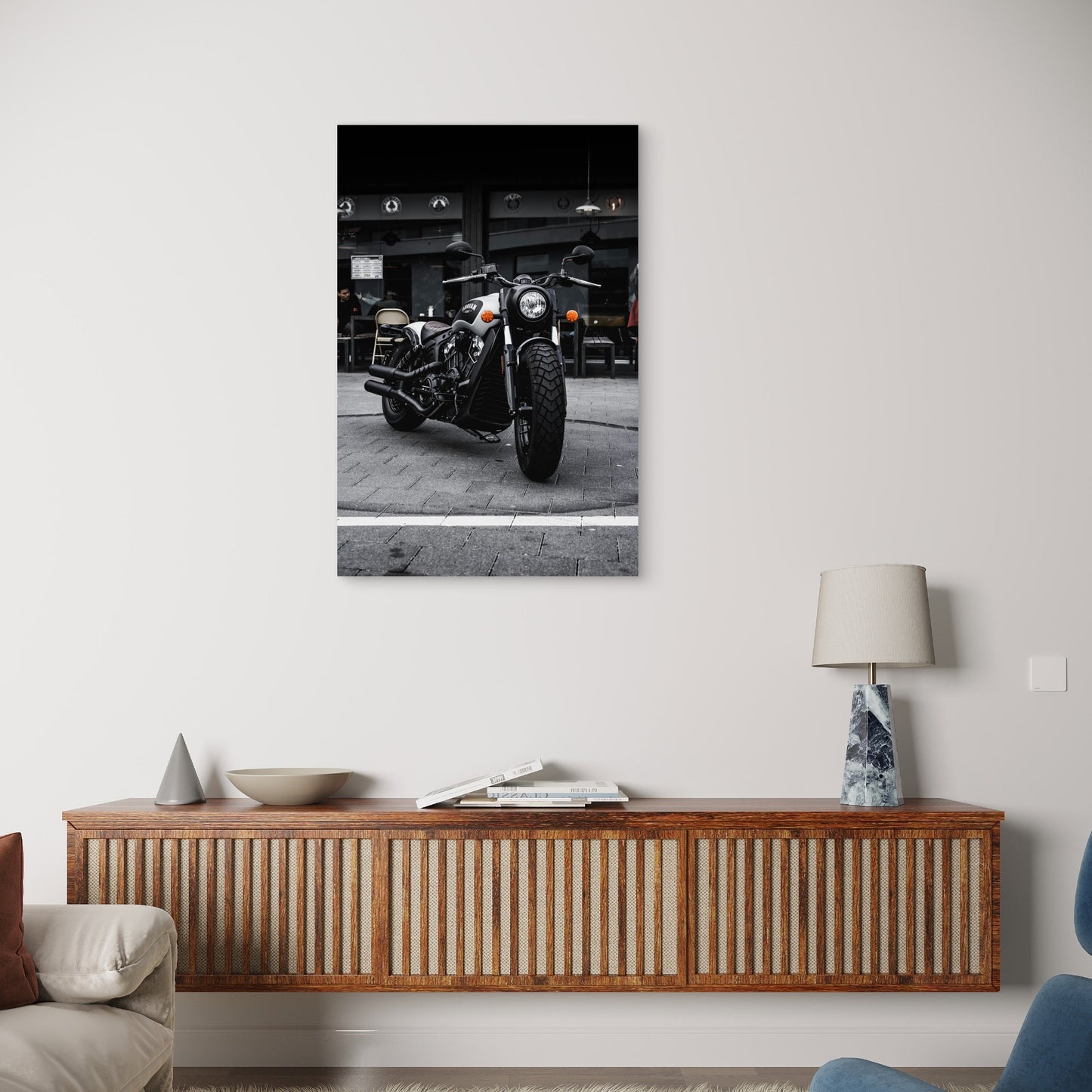 Indian Scout Bobber Motorcycle Cruiser Chopper 40x60cm Metal Print Ready to Hang
