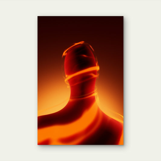 Abstract Human Form with Swirling Neon Lights 60x90cm Metal Print Ready to Hang
