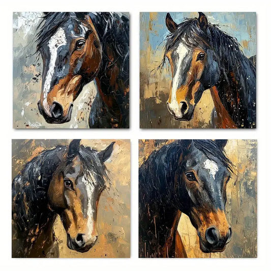 4pcs  Graffiti Horse l Picture Wall Art Canvas Framed