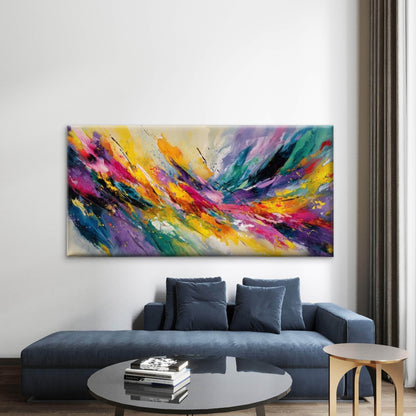 Multicolor Splashy Painting Wall Art Canvas Office Home Room Framed 120x60cm
