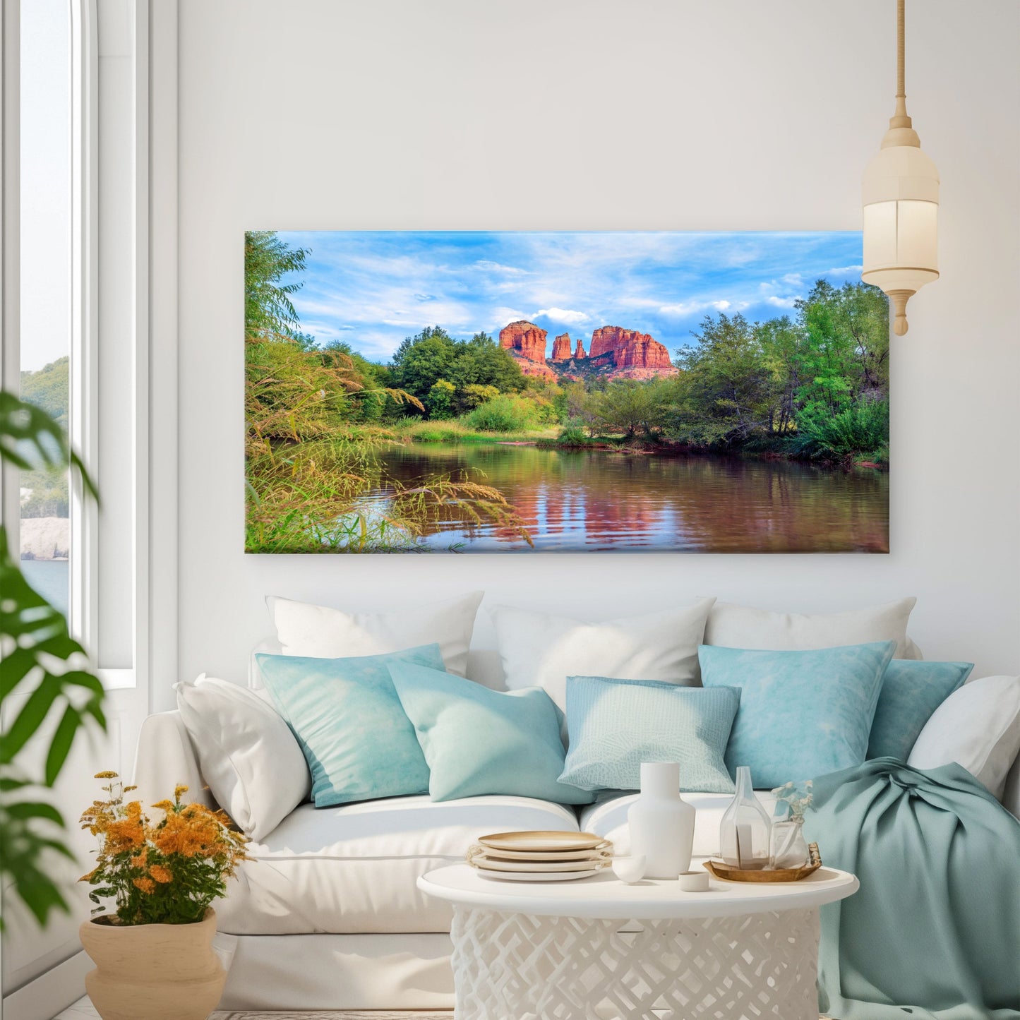 Cathedral Rock Creek Sedona Wall Art Canvas Office Home Room Framed 120x60cm