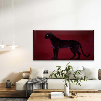 Abstract Panther In Red Backgro Wall Art Canvas Office Home Room Framed 120x60cm