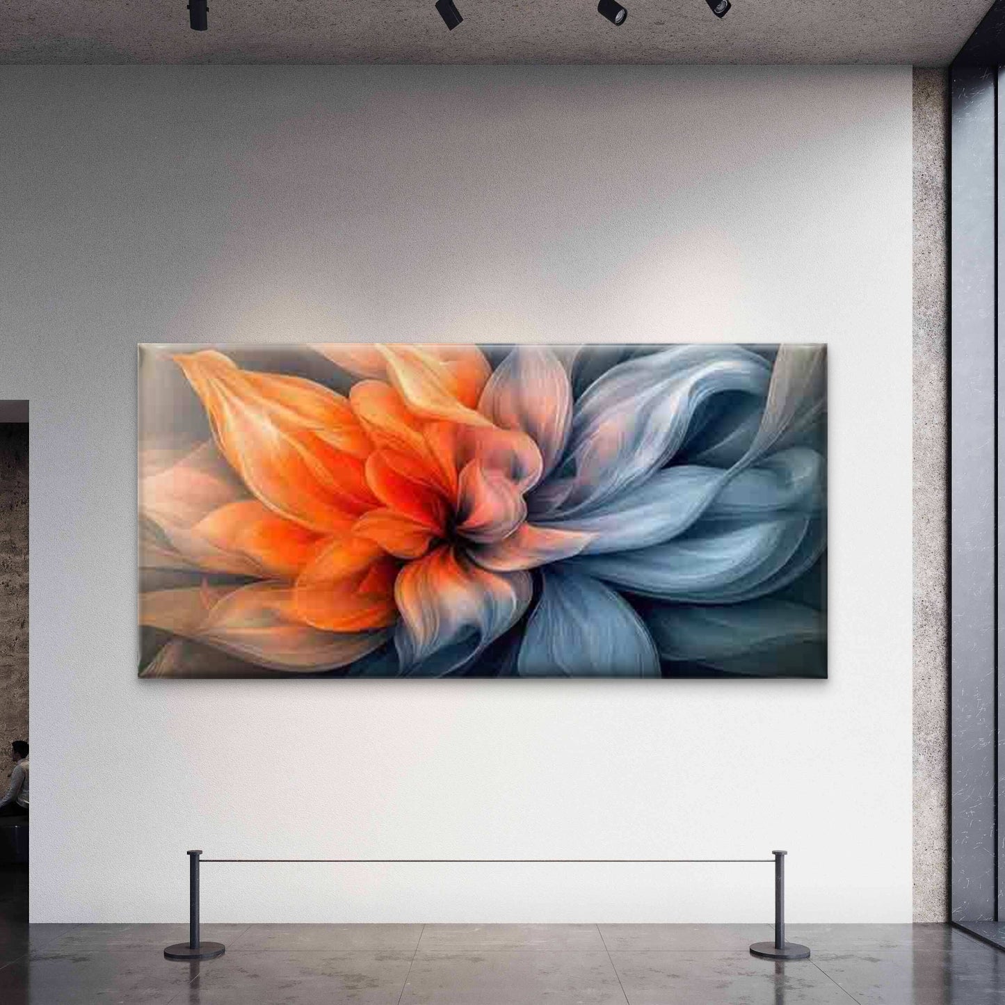 Orange and Blue Bloom Design Wall Art Canvas Office Home Room Framed 120x60cm - Bella Home Decor