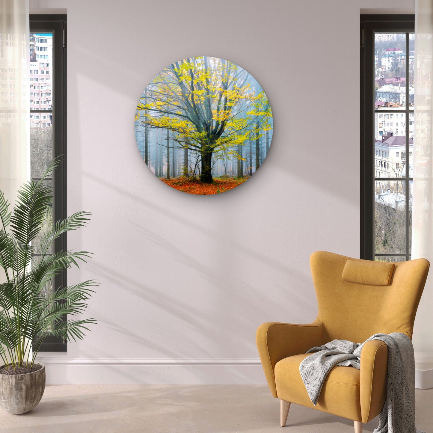 Green Tree Autumn Dark Forest Acrylic Glass Rounded Print Tempered Glass Wall Art 100% Made in Australia Ready to Hang