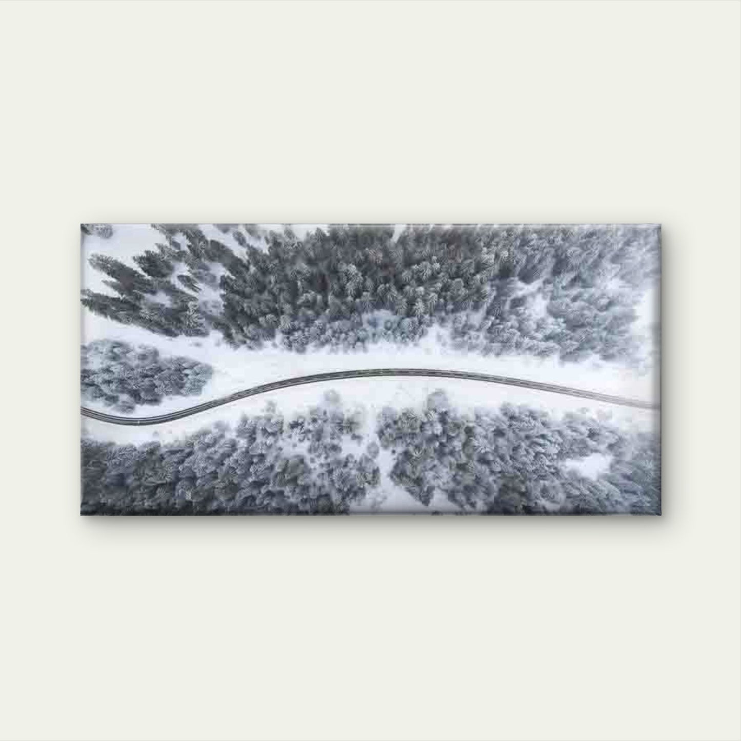 Aerial Winter Forest Road Lands Wall Art Canvas Office Home Room Framed 120x60cm - Bella Home Decor