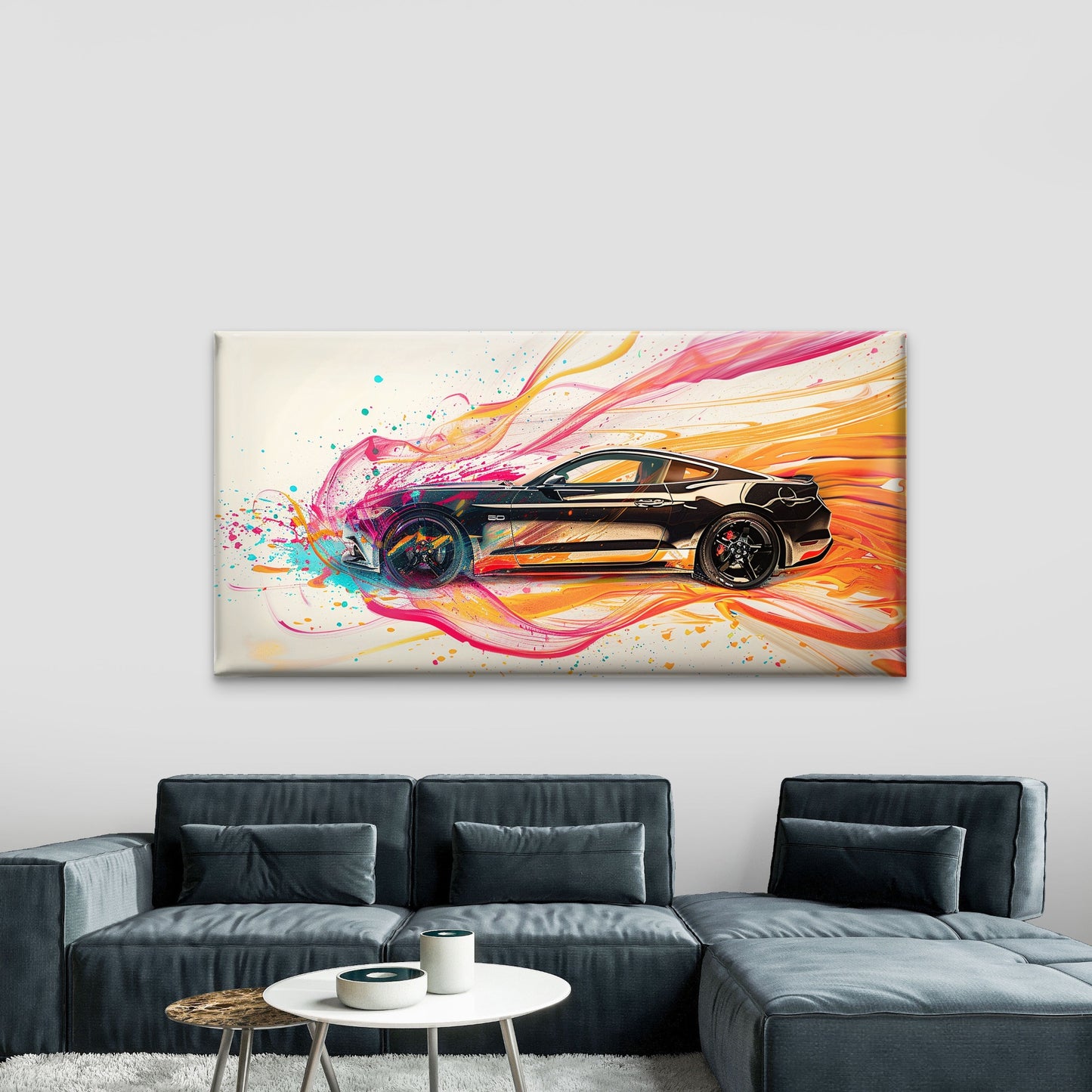 Abstract Mustang Speed Wall Art Canvas Office Home Room Framed 120x60cm