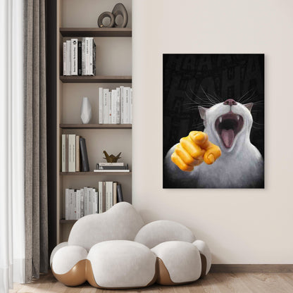 Retro Style Funny Cat 60x90cm Metal Print Ready to Hang - Bella Home Decor