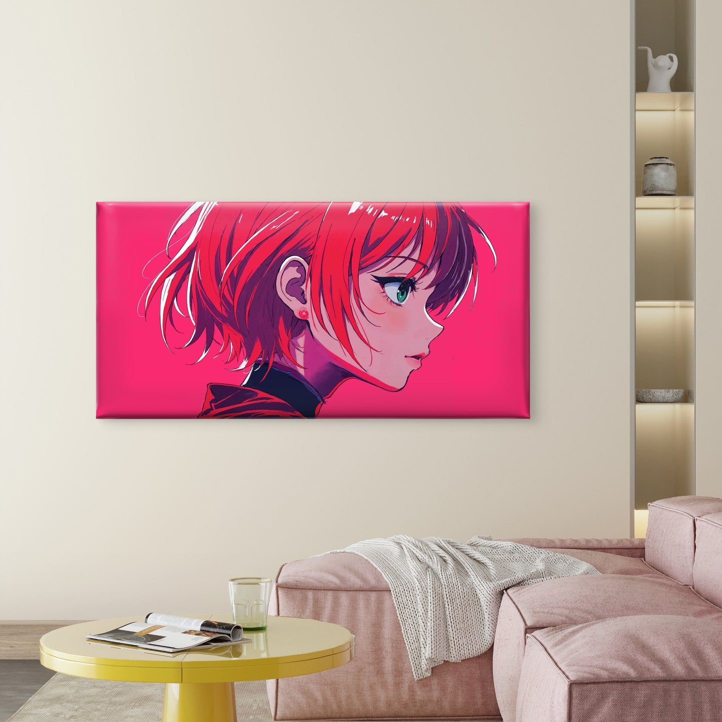 Cute Anime Girl Wall Art Canvas Office Home Room Framed 120x60cm - Bella Home Decor