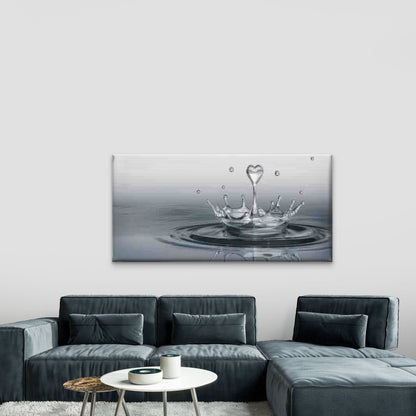 Water Splashes with Heart-Shape Wall Art Canvas Office Home Room Framed 120x60cm - Bella Home Decor