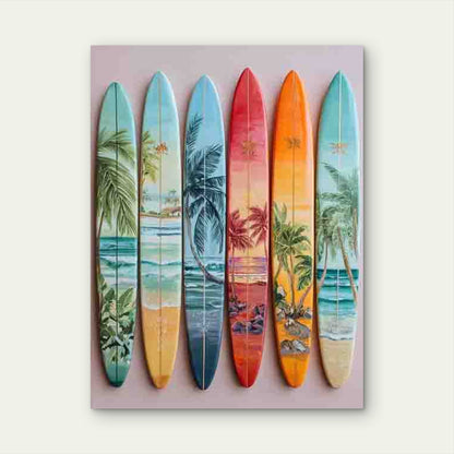 Tropical Surfboard Beach 60x90cm Metal Print Ready to Hang
